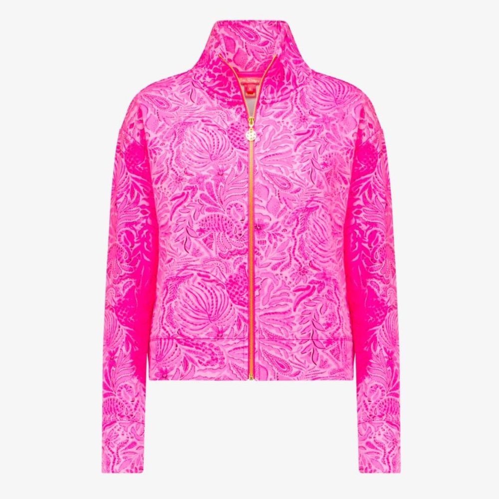NWT Lilly Pulitzer Wrenley in Cerise Pink Pinkie Promises Full Zip Jacket Size M